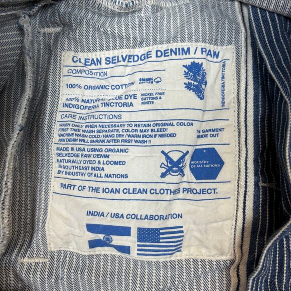 Industry of All Nations Indigo Hickory Stripe Selvedge Denim Jacket IOAN Medium - Picture 9 of 10